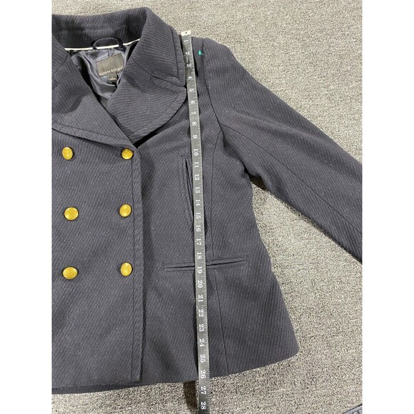 Banana Republic Jacket Womens Large Black Wool Blend Pea Coat Double Breasted - Picture 5 of 12